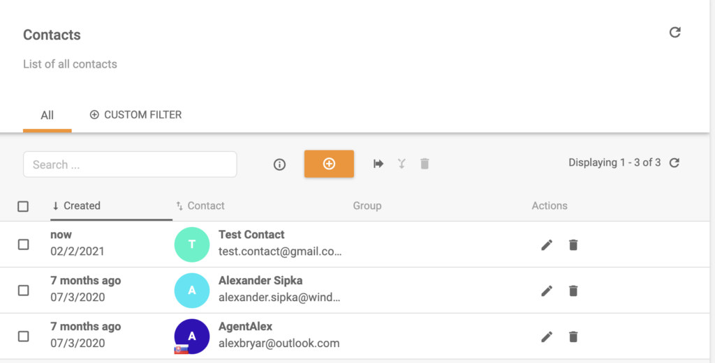 A new contact added to LiveAgent contact list