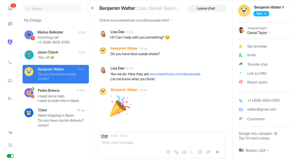 Jivochat live chat agent view