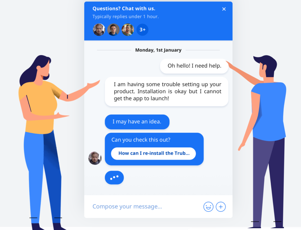 Crisp ongoing live chat with visitor